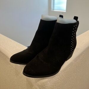 Black Suede Ankle Boots with Studded Detail